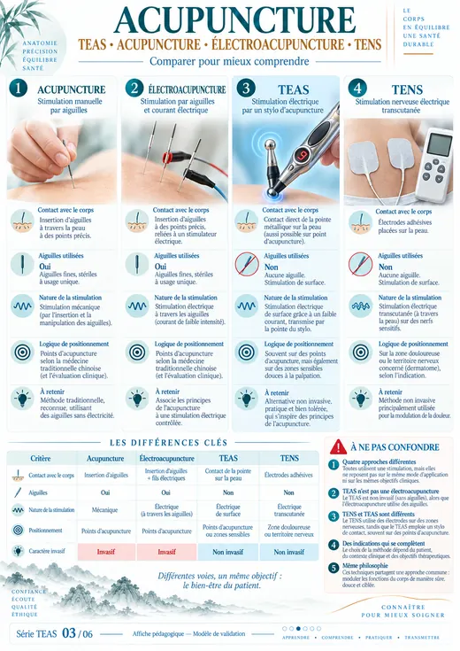 Comparatif TEAS acupuncture électroacupuncture TENS